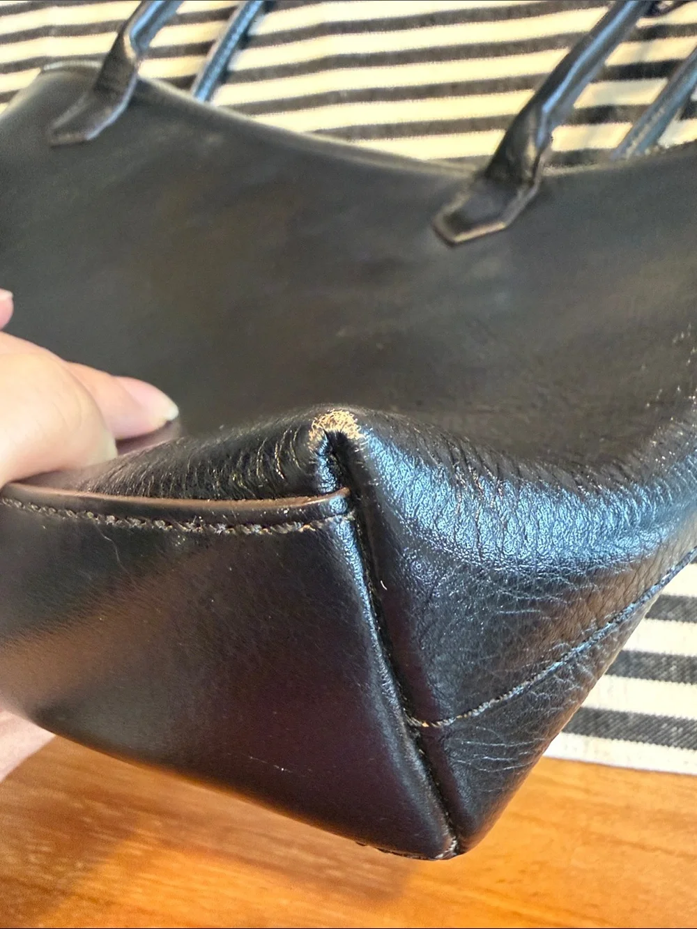 HOBO International Lola Black Leather Shoulder Bag Double Handle Tote